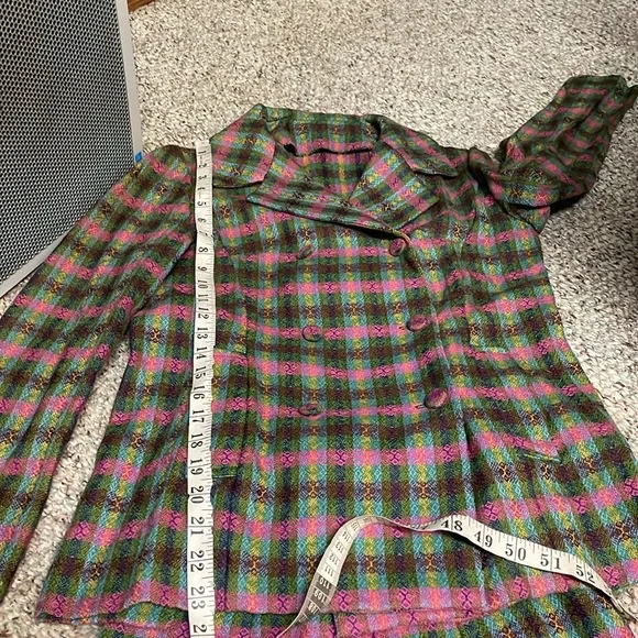 Vintage 60s/70s wool plaid suit - blazer and wide leg high rise pants - Picture 6 of 13